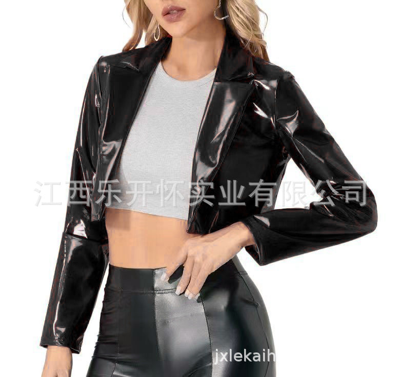 European And American Jacket Short Motorcycle Midriff Outfit Coat