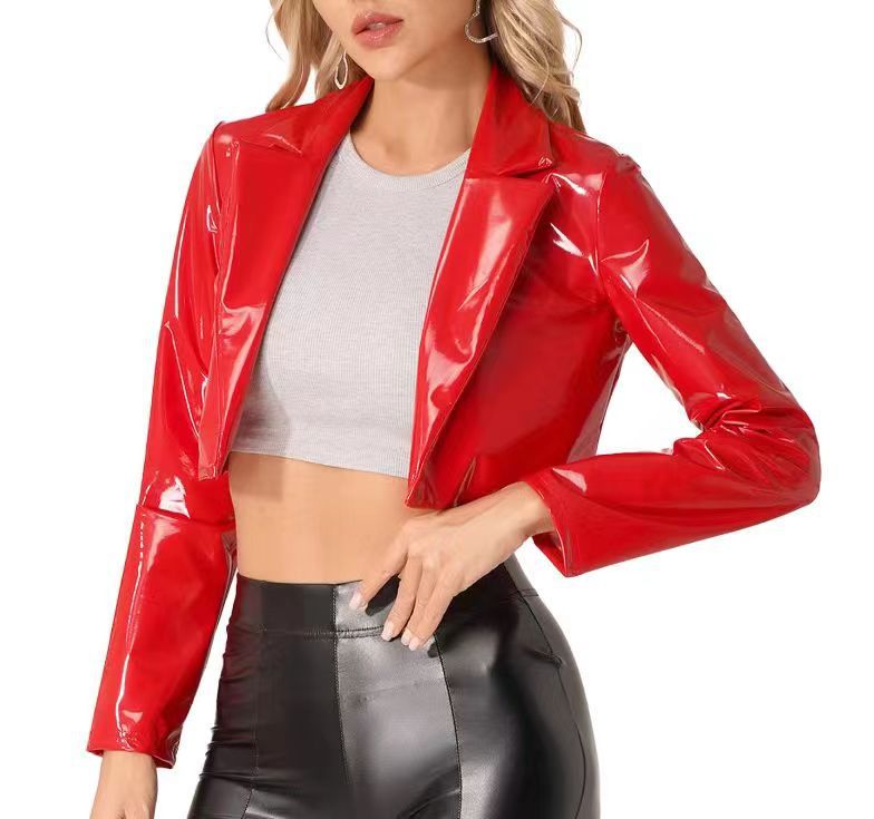 European And American Jacket Short Motorcycle Midriff Outfit Coat